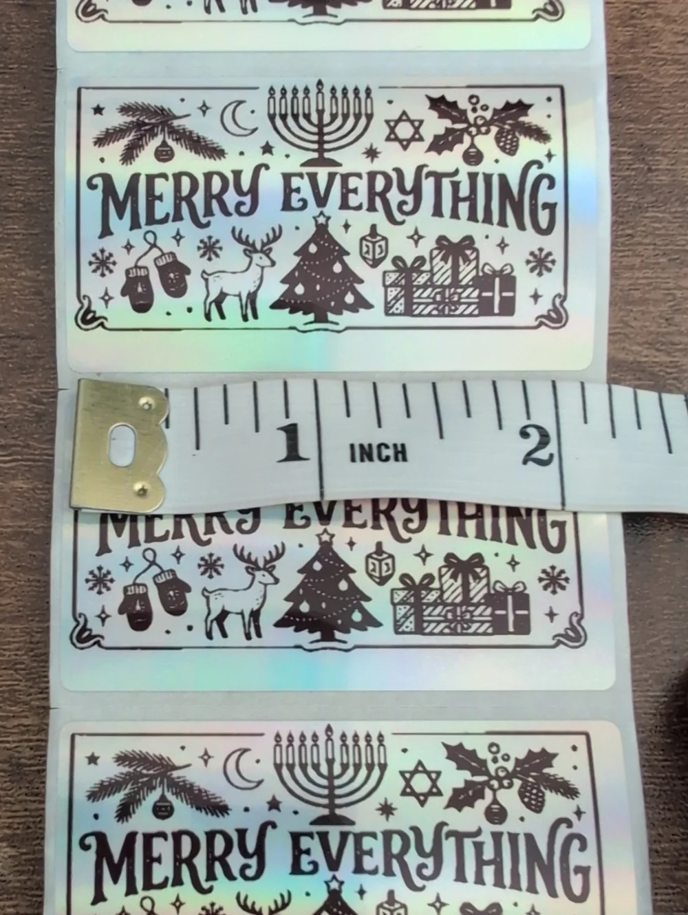 Merry Everything Silver Holiday Stickers Bundle of 50 2.2 Inch X 1.3 Inch